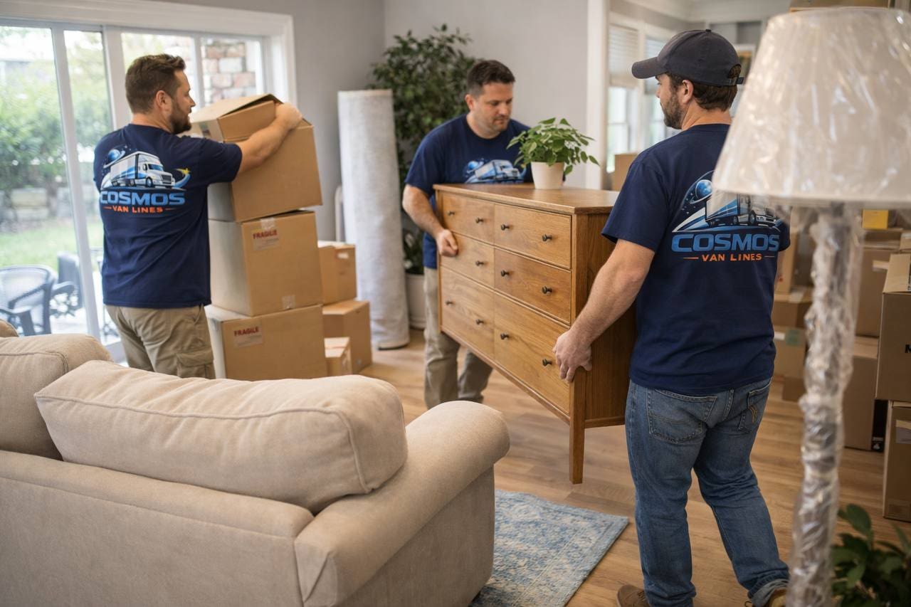 A man carrying a box with the word " fragile " on it.